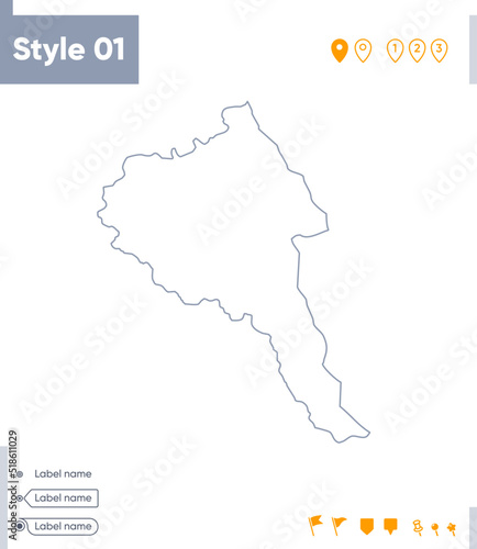 Bayan Olgii, Mongolia - stroke map isolated on white background. Outline map. Vector map