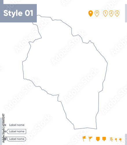 Govi Altai, Mongolia - stroke map isolated on white background. Outline map. Vector map