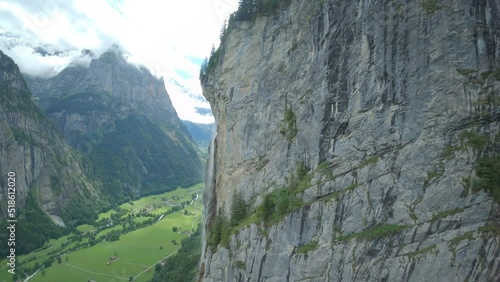 Lauterbrunnen fpv drone flight waterfall dive photo