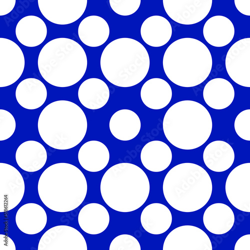 Abstract geometric pattern in polka dot retro style, Modern seamless background, blue and white ornament on vector wallpaper, wrapping paper, 1980s 1990s 1970s fashion style, template, layout for desi