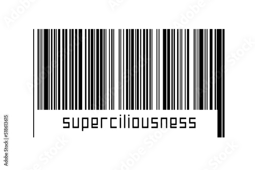 Canvastavla Barcode on white background with inscription superciliousness below