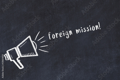 Tableau sur toile Chalk sketch of loudspeaker and inscription foreign mission