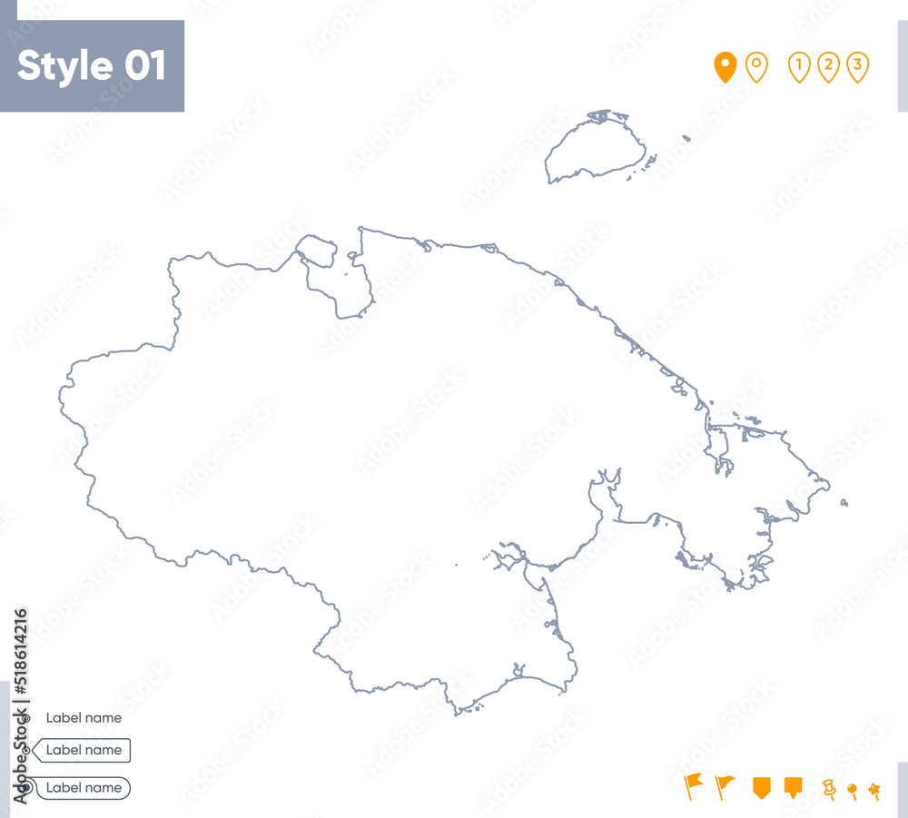 Chukotka Autonomous Area, Russia - stroke map isolated on white background. Outline map. Vector map