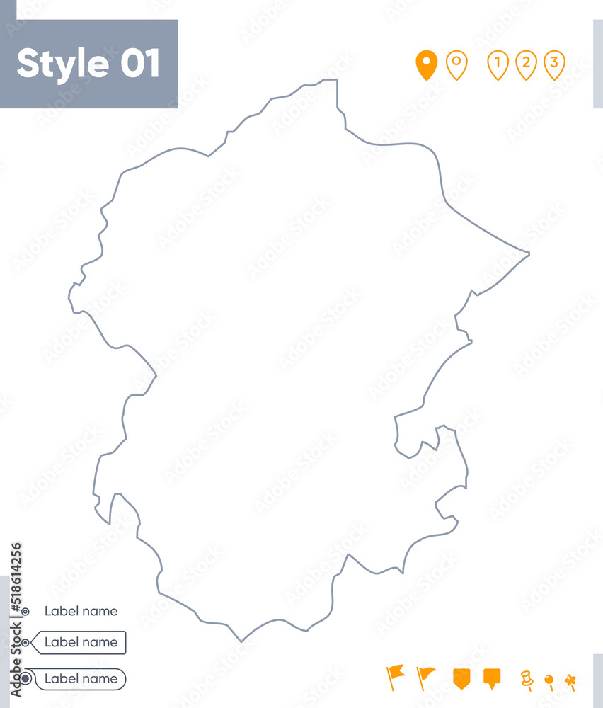 Chuvash Republic, Russia - stroke map isolated on white background. Outline map. Vector map