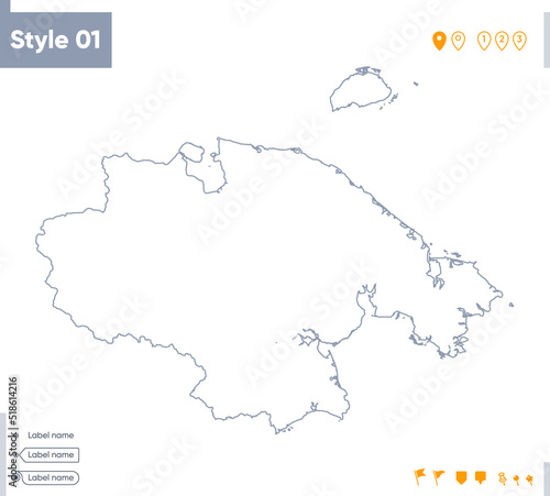 Chukotka Autonomous Area, Russia - stroke map isolated on white background. Outline map. Vector map