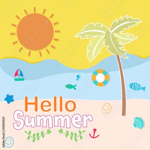 Hello Summer banner design vector illustration