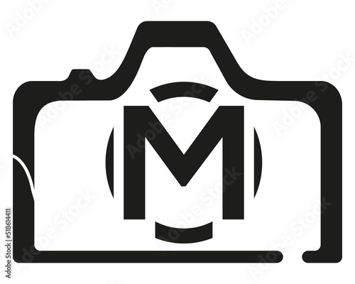 M camera logo design logo icon vector template. photo