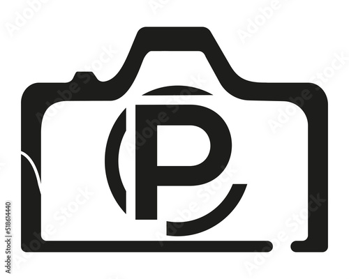 P camera logo design logo icon vector template.
