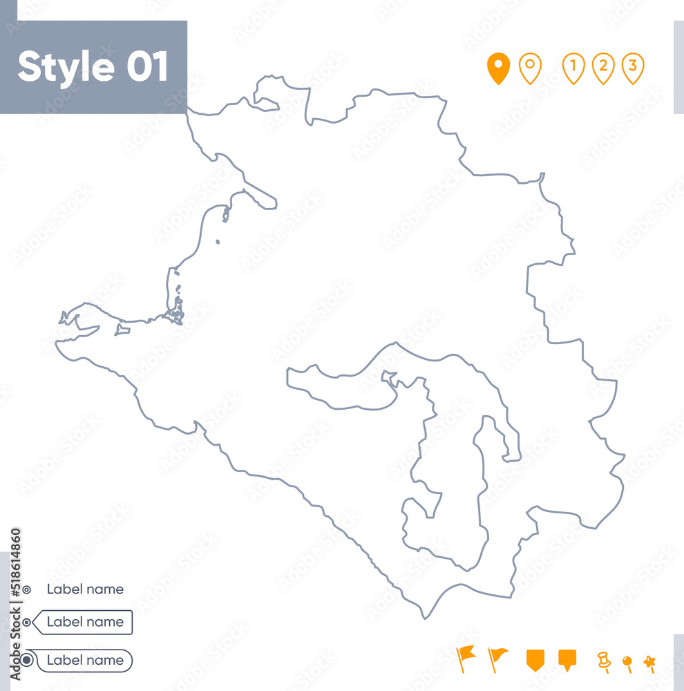 Krasnodar Territory, Russia - stroke map isolated on white background. Outline map. Vector map