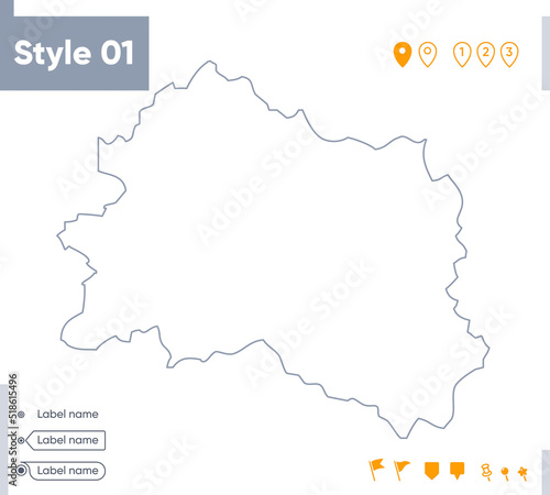 Orel Region, Russia - stroke map isolated on white background. Outline map. Vector map