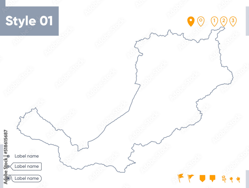 Obraz premium Republic Of Buryatia, Russia - stroke map isolated on white background. Outline map. Vector map