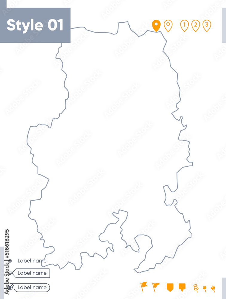 Udmurtian Republic, Russia - stroke map isolated on white background. Outline map. Vector map