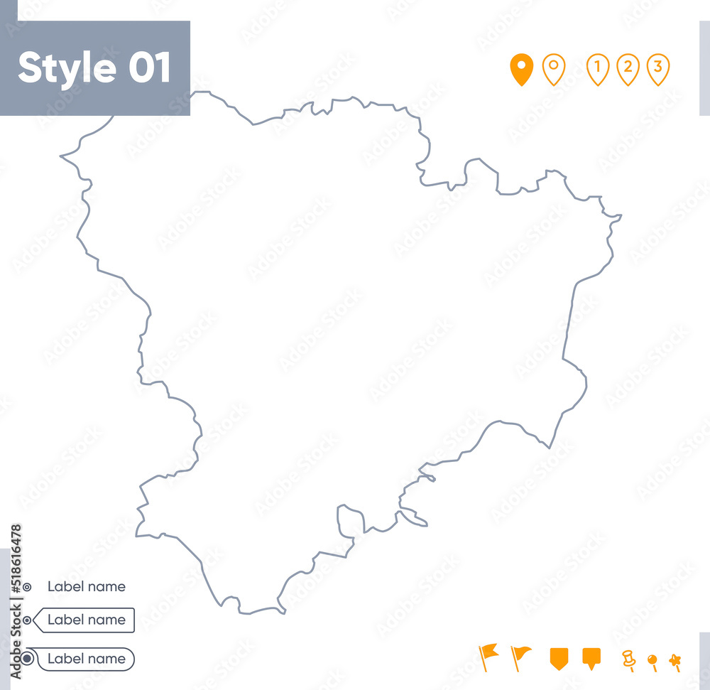 Volgograd Region, Russia - stroke map isolated on white background. Outline map. Vector map Volgograd Region, Russia - stroke map isolated on white background. Outline map. Vector map