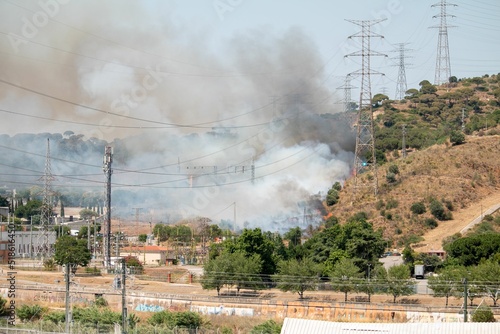 Photography Fire near the highway in Barcelona, Spain