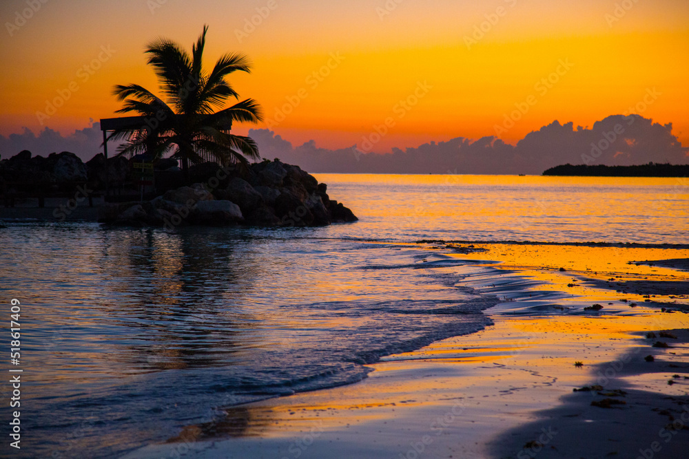 Sunrise on the beach in Montego Bay, Jamaica 
