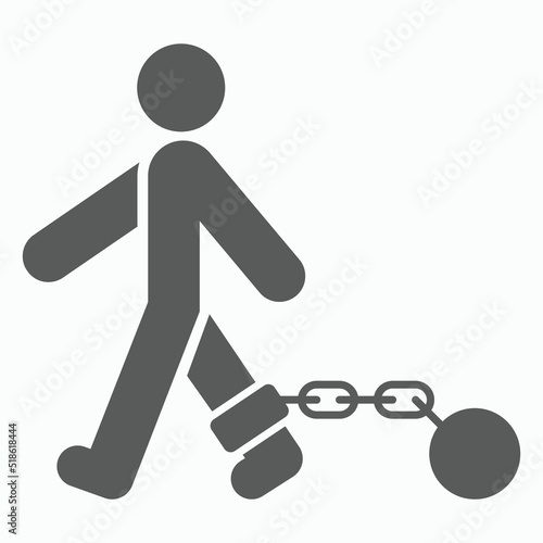 shackle icon, pensioner vector, chain and ball illustration