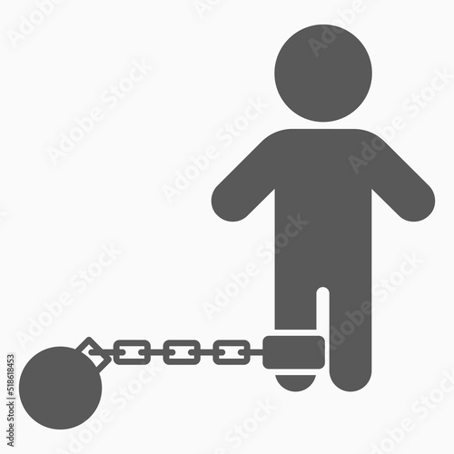 shackle icon, pensioner vector, chain and ball illustration