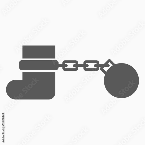 shackle icon, pensioner vector, chain and ball illustration