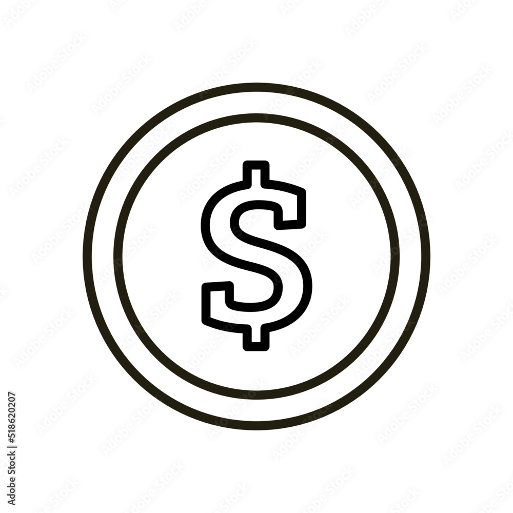 Dollar coin  - vector icon