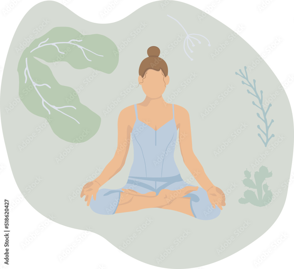 a girl in the lotus position is engaged in meditation
