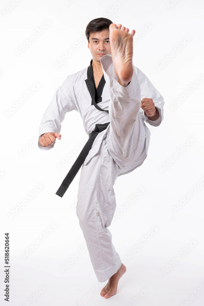 Taekwondo high kick black belt taekwondo athlete martial arts master