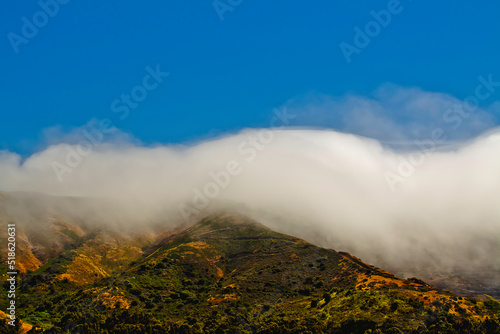 Fog rolling into San Bruno Mt. California summer