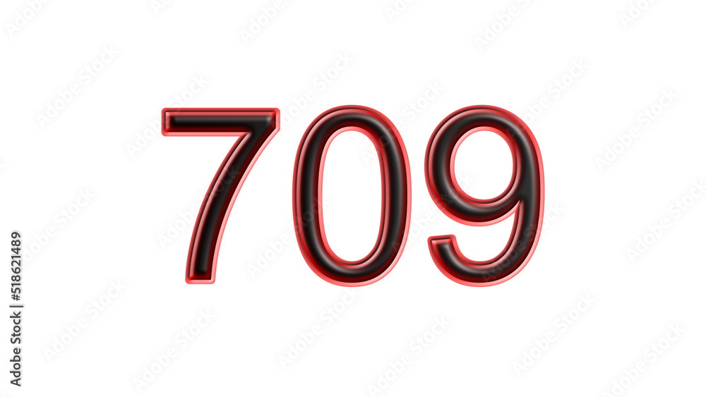 red 709 number 3d effect white background red 709 number 3d effect white background