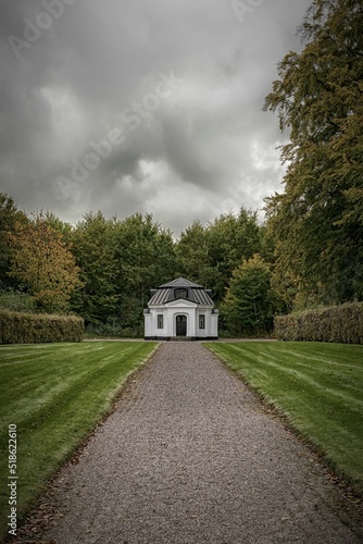 Vertical shot of a gazebo at Trolleholm Castle in Eslov, Scania, Sweden photo