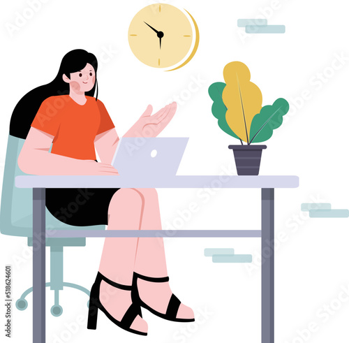 Freelancing concept with a woman working on a computer on the desk in her house