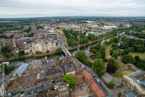 aerial view of historic city of York  medieval walled city in North Yorkshire England