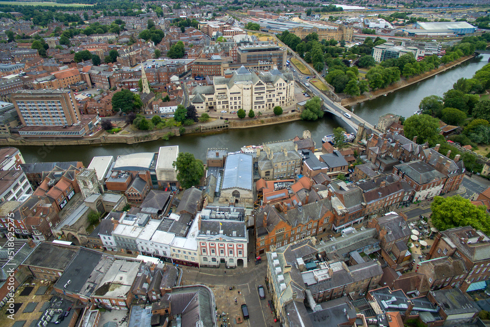 Obraz premium aerial view of historic city of York, medieval walled city in North Yorkshire England
