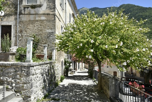 Narrow street surrounded by stony buildings in village San Donato Val di Comino photo