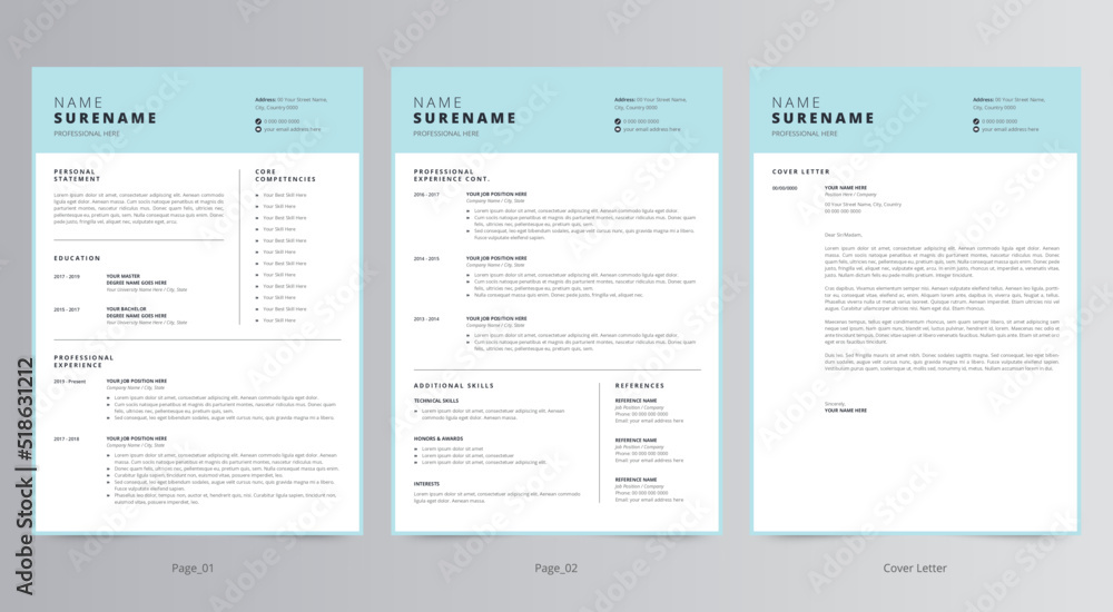 Modern Resume or CV and Cover Letter Template