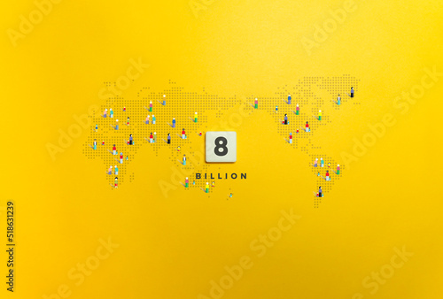 8 Billion People Banner. Concept of Global Human Population photo