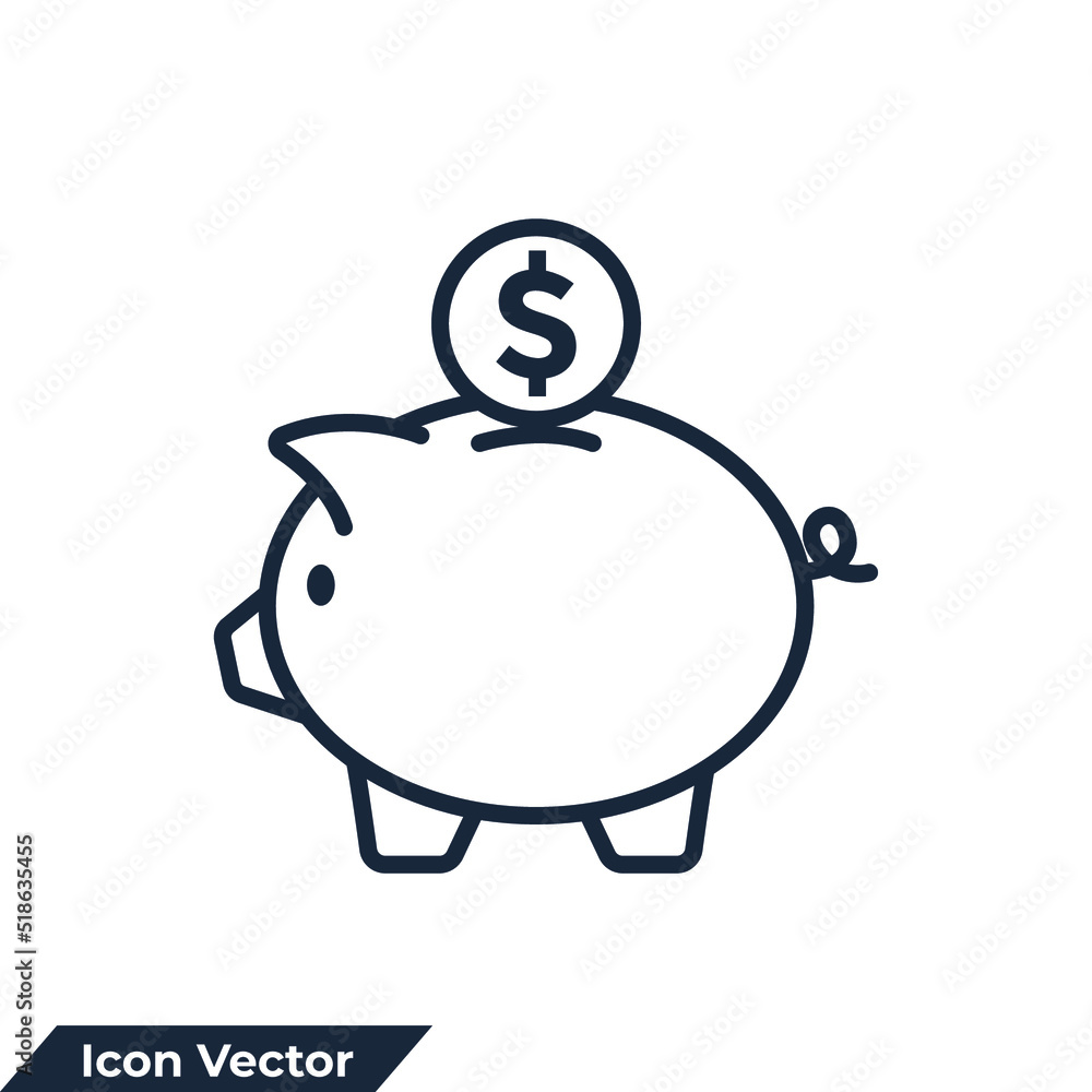 Obraz premium piggy bank icon logo vector illustration. Money saving symbol template for graphic and web design collection