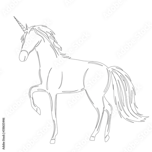 unicorn sketch on white background outline