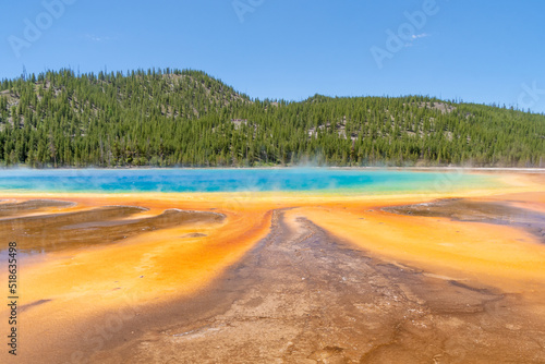 The vibrant colors of Grand Prismatic Spring in Yellowstone National Park draw visitors from around the world.