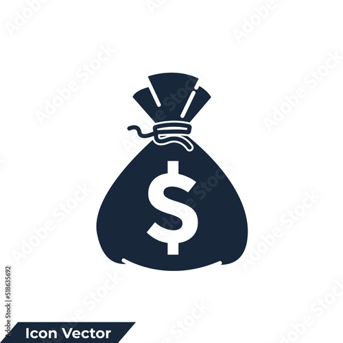 money bag icon logo vector illustration. sack of money symbol template for graphic and web design collection