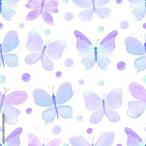 Butterfly purple pattern with dots on white. Vector illustration