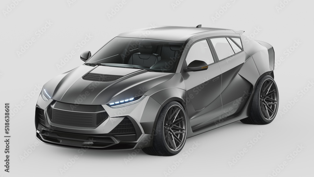 3D rendering of a brand-less generic SUV concept car 
