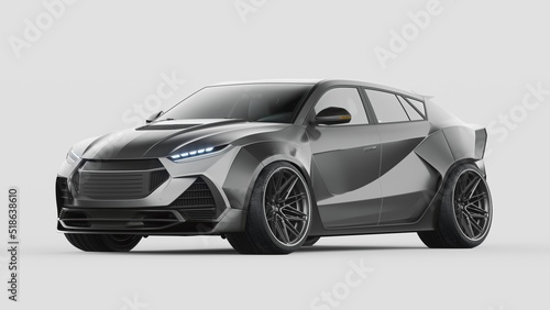 3D rendering of a brand-less generic SUV concept car  