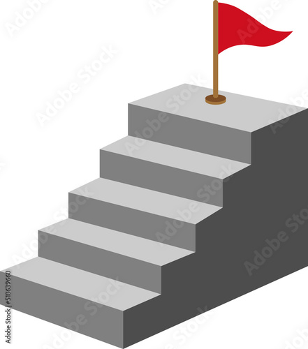 Target flag stairs icon isolated on white background. Symbol leadership, strategy, task, goals.