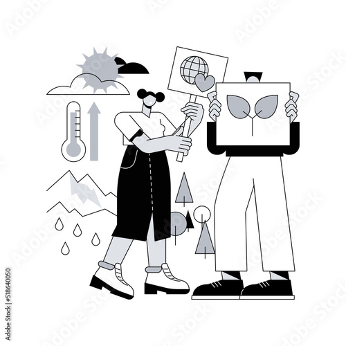Climate change abstract concept vector illustration. Environmental activist demonstration, global warming report, weather, climatic condition change cause, greenhouse effect abstract metaphor.