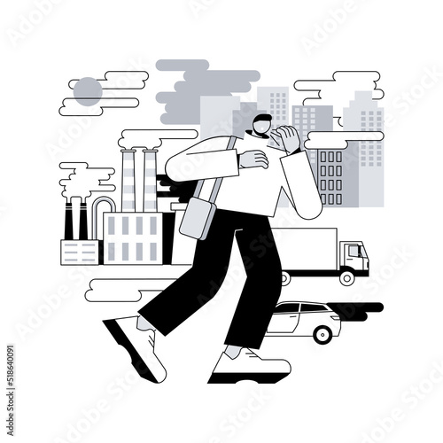 Air pollution abstract concept vector illustration. Pollution from factories, air quality measuring method, environmental problem, urban smog, vehicle exhaust, global warming abstract metaphor.