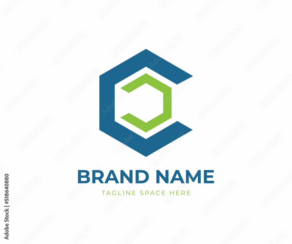 Hexagon C letter vector line logo design. lettermark logo of letter c ...