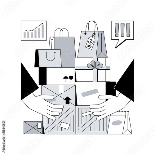 Overconsumption abstract concept vector illustration. Consumption society, natural resources overconsumption consequences, food overproduction, overpopulation problem abstract metaphor. photo