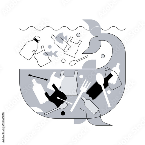 Plastic pollution abstract concept vector illustration. Plastic ocean, environmental issue, climate change, single-use products, global pollution problem, non-recyclable waste abstract metaphor.