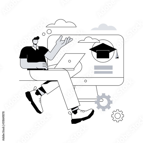 Digital learning abstract concept vector illustration. Digital distance education, elearning, flipped smart classroom, training courses, online teaching, video call, home office abstract metaphor.