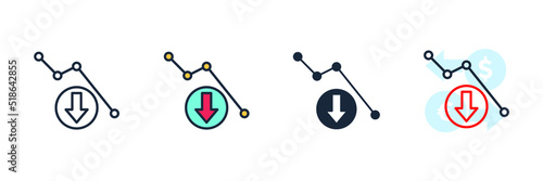 decrease icon logo vector illustration. interest rate finance symbol template for graphic and web design collection