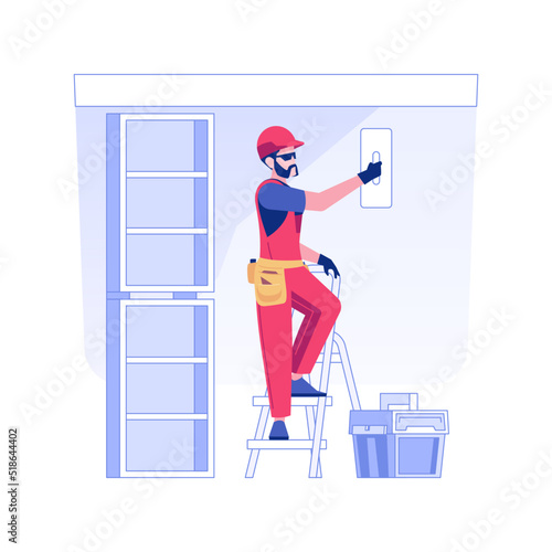 Basement finishing isolated concept vector illustration. Group of professional builders deals with basement finishing, private house custom interior, repair service vector concept.